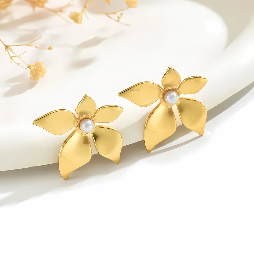 Gold Flower Earrings