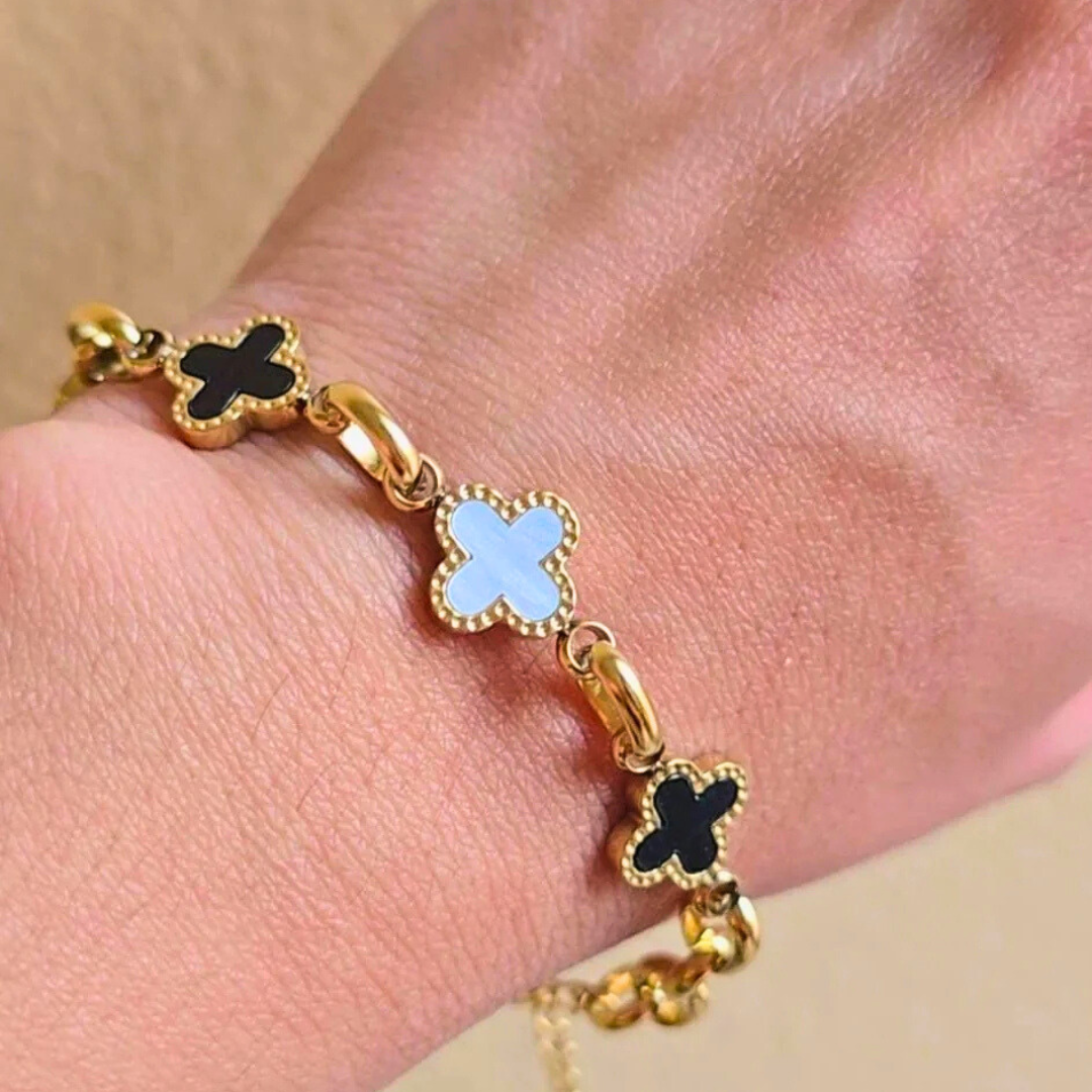 Black & White Clover Bracelet