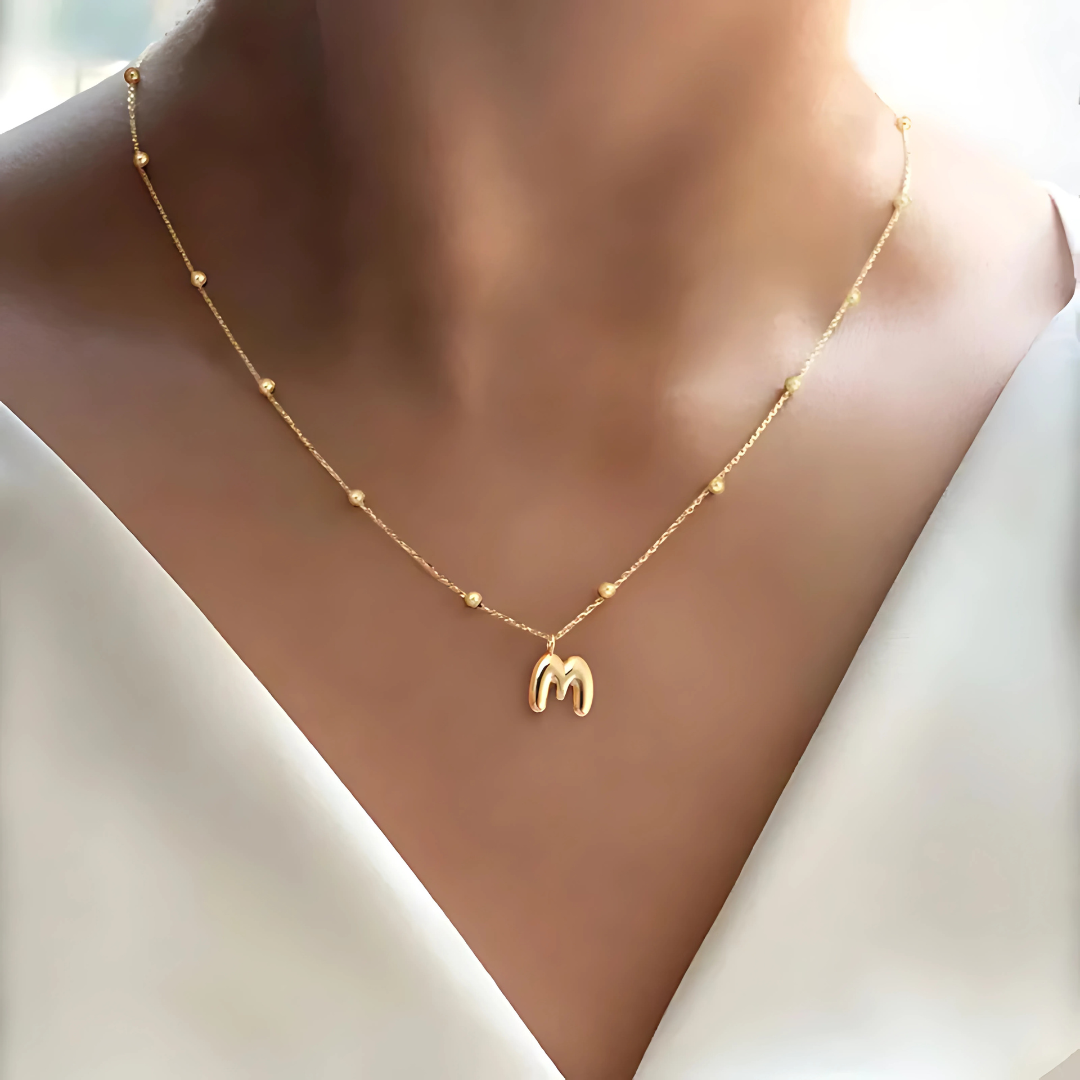 Bubble Gold Initial Necklace