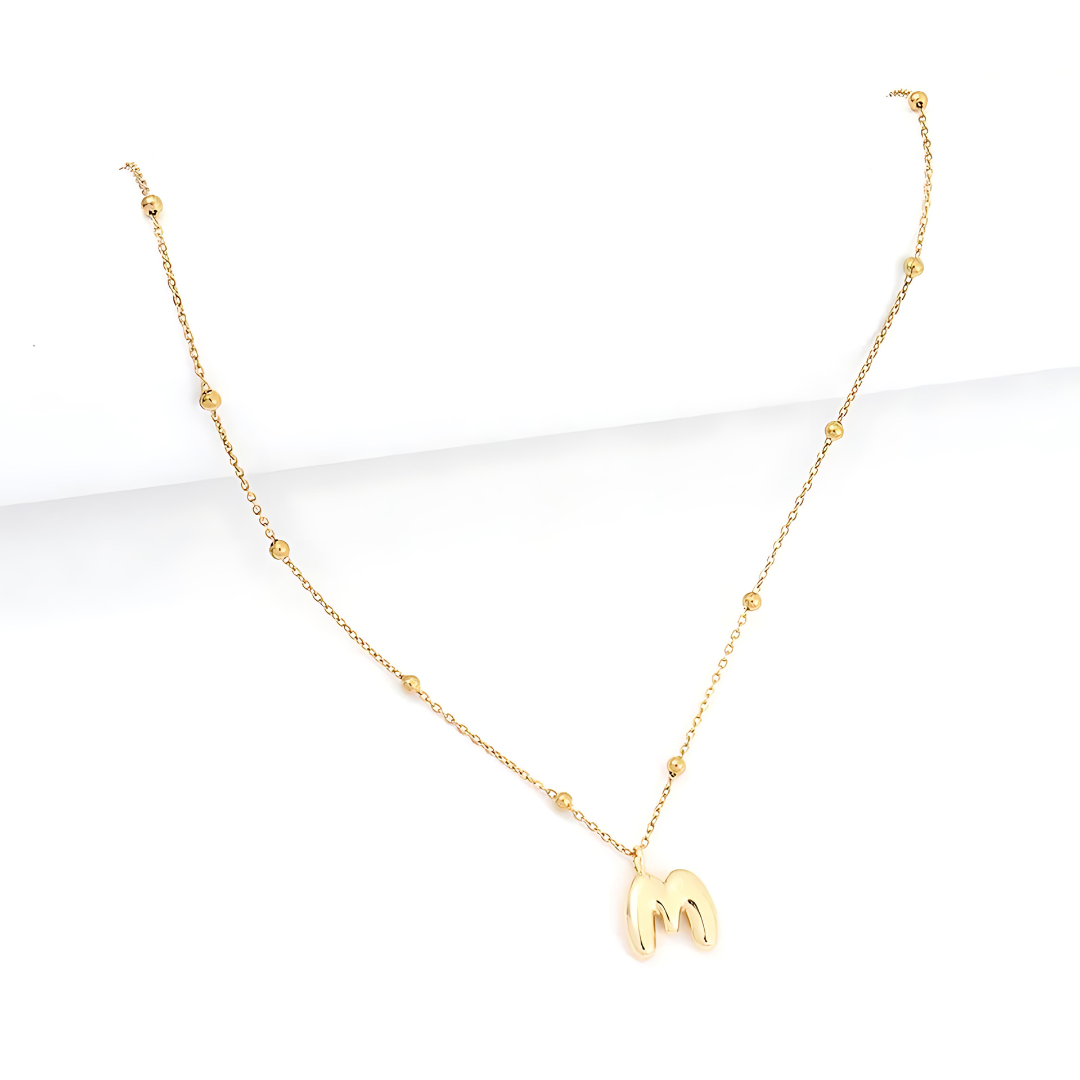 Bubble Gold Initial Necklace