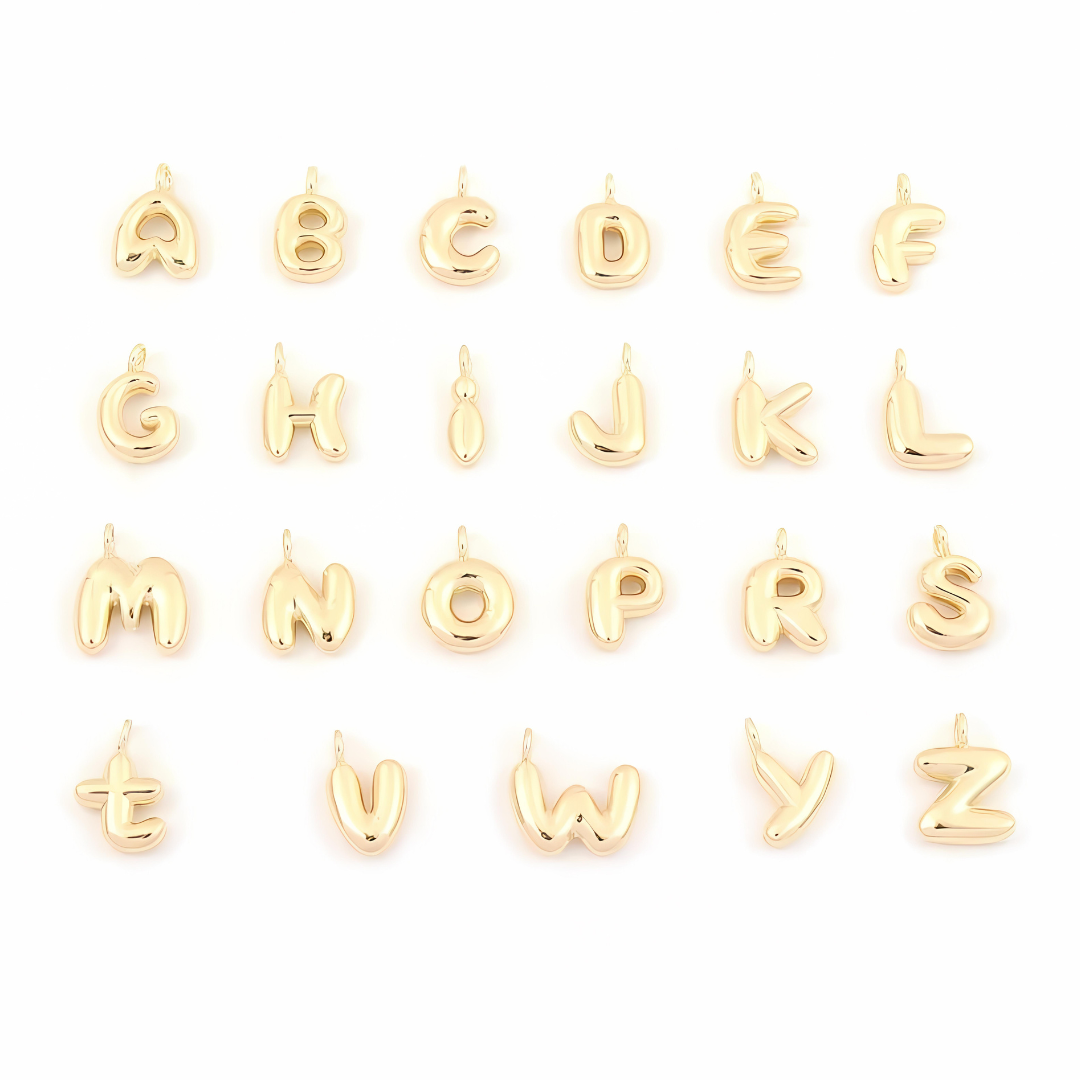 Bubble Gold Initial Necklace