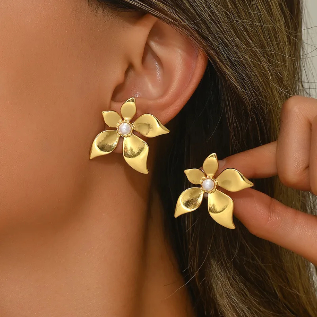 Gold Flower Earrings