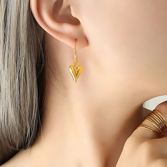 Golden Heart Hoop Earrings