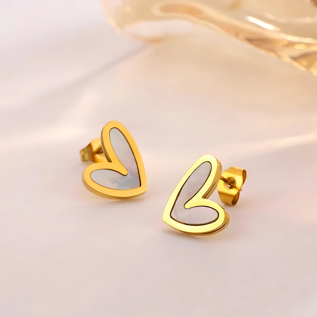 Cute White Heart Jewelry Set