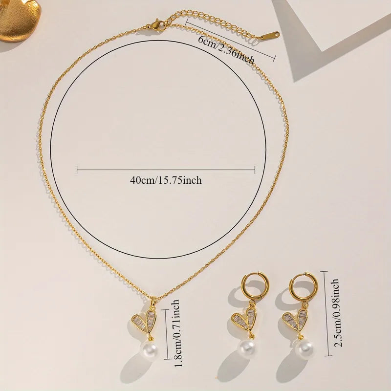 Pearl Heart Jewelry Set