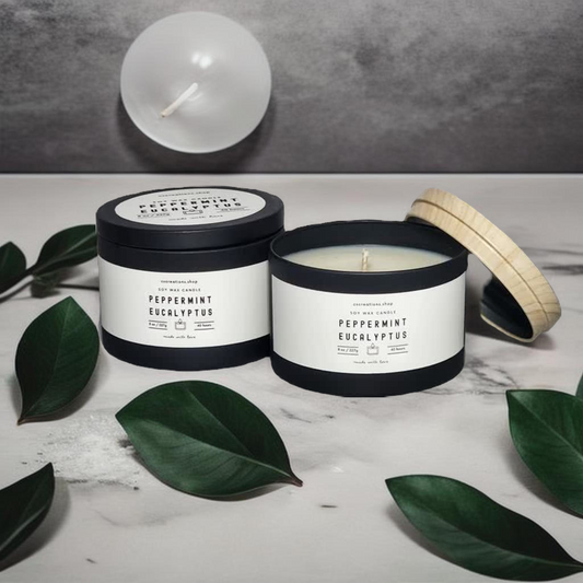 Peppermint & Eucalyptus - Handmade 100% Soy Wax Candle