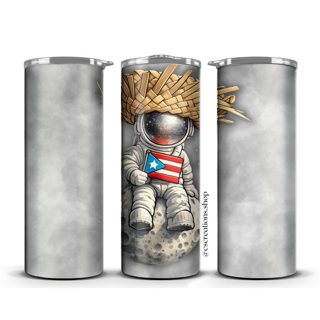 Boricua en la Luna Skinny Tumbler