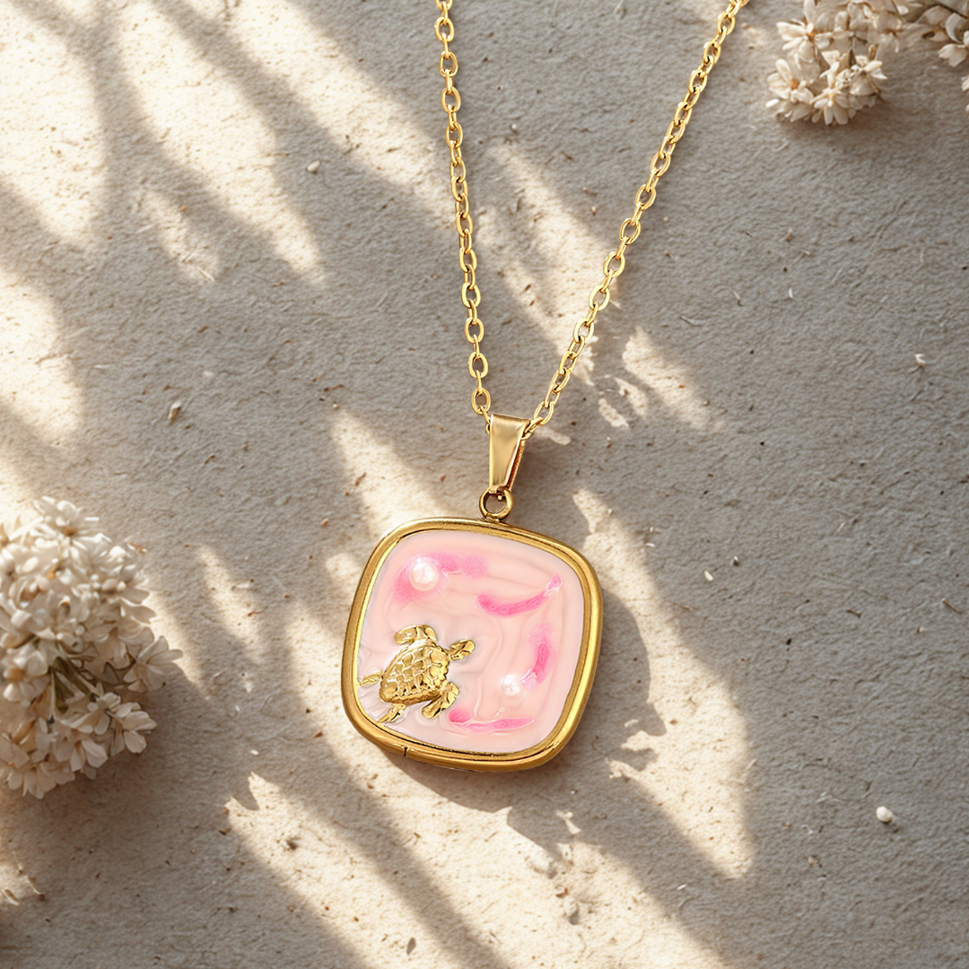 Blush Tide Turtle Necklace