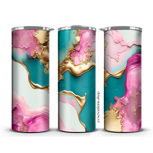Watercolor Glam Skinny Tumbler
