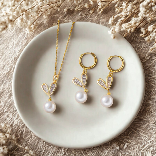 Pearl Heart Jewelry Set