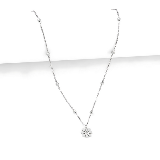 Cute Silver Flower Necklace
