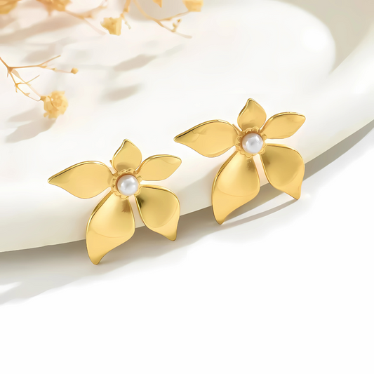 Gold Flower Earrings