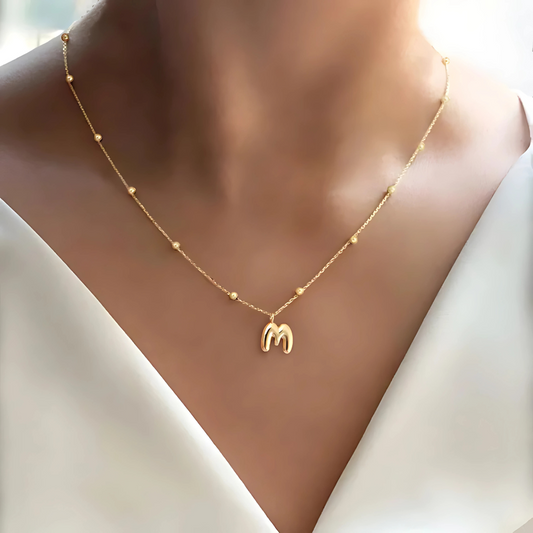 Bubble Gold Initial Necklace