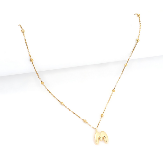Bubble Gold Initial Necklace
