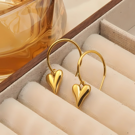 Golden Heart Hoop Earrings