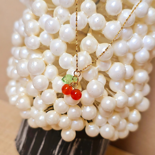 Cute Gold Cherry Necklace