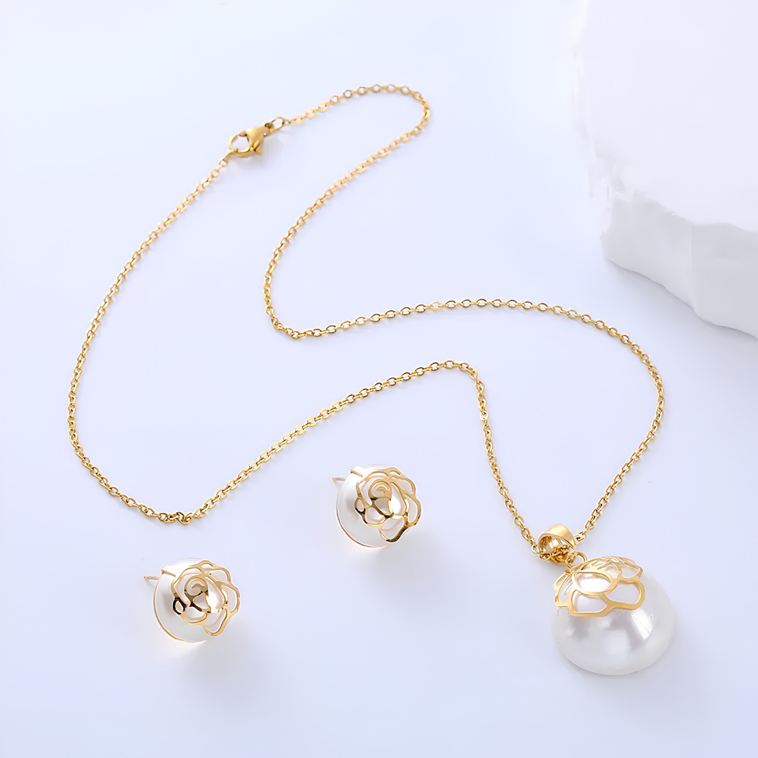Golden Rose Pearl Set