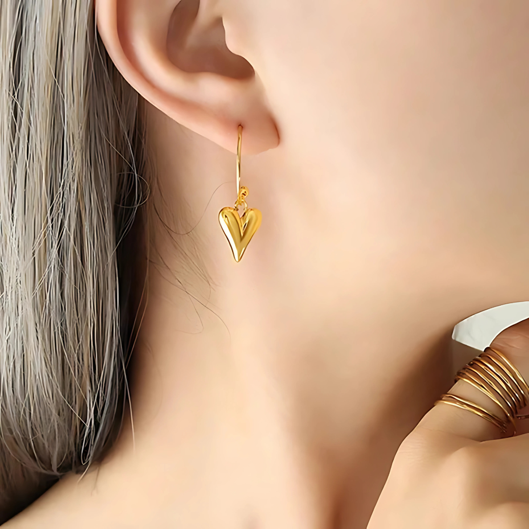 Golden Heart Hoop Earrings