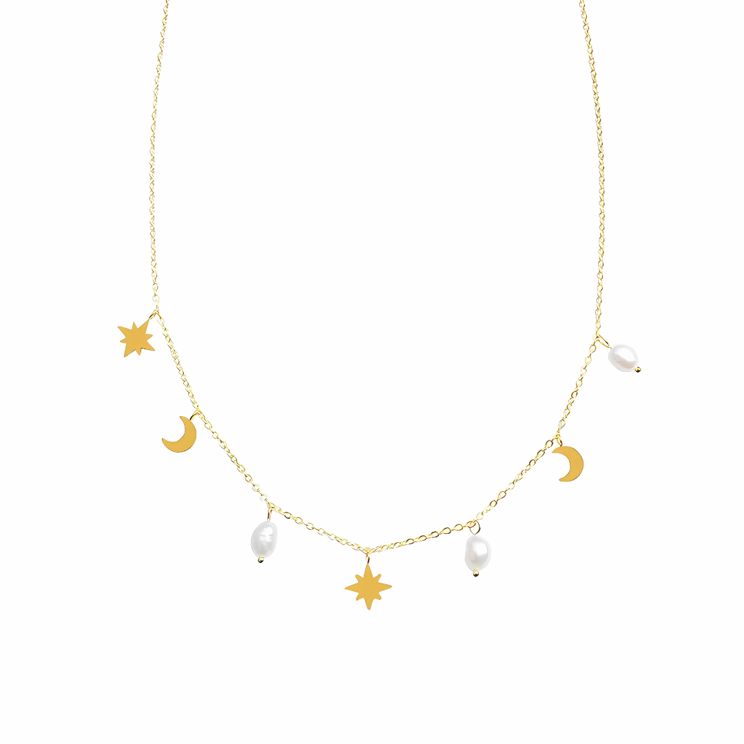 Moon & Stars Pearl Necklace