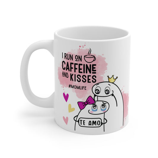 I Run on Caffeine and Kisses (PINK) Coffee Mug