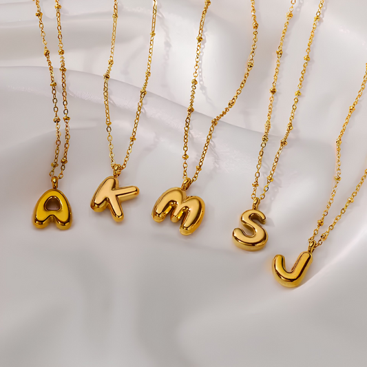 Bubble Gold Initial Necklace