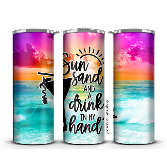 Sun Sand & Drink Skinny Tumbler