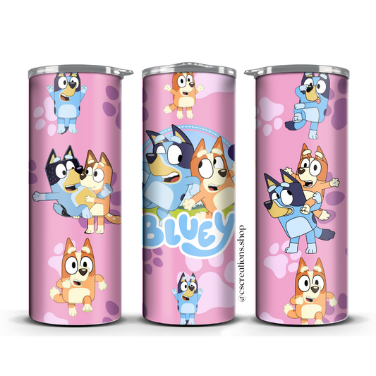 Bluey Pink Skinny Tumbler