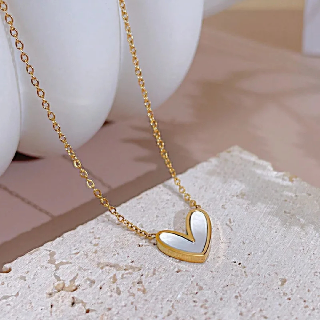 Cute White Heart Jewelry Set