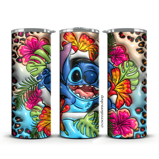 3D Tropical Stitch Skinny Tumbler - Crafts & Sweet Creations