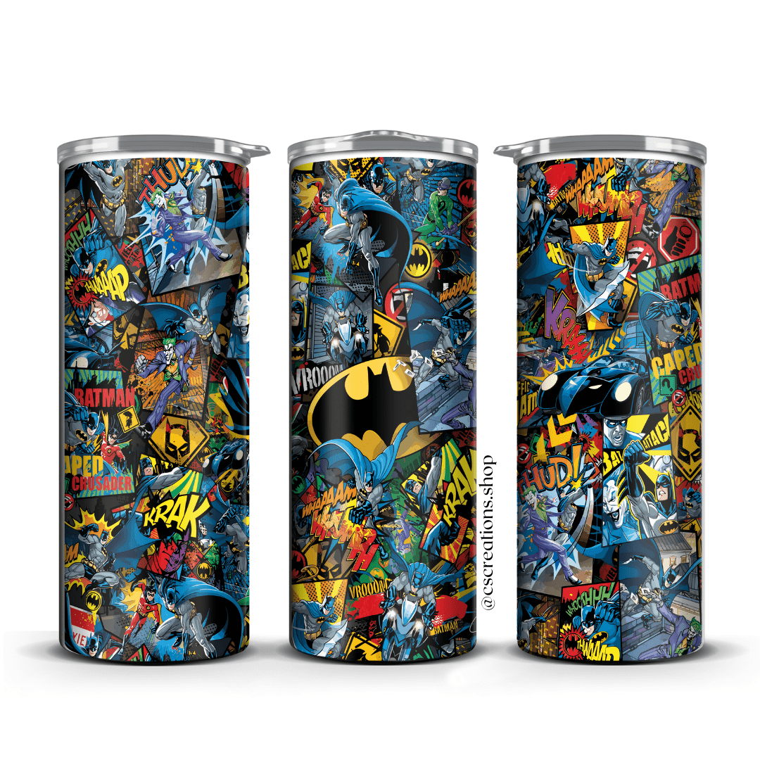 Comics Black 20 oz Skinny Tumbler - Crafts & Sweet Creations